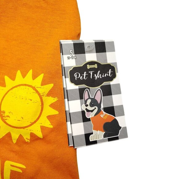 Woof Small Dog Hello Sunshine Orange Pet T-Shirt With Sun Graphic - Picture 2 of 4